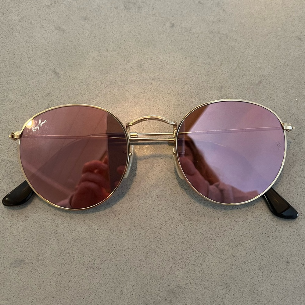Ray-Ban Round Flat Sunglasses, Copper Flash and Gold